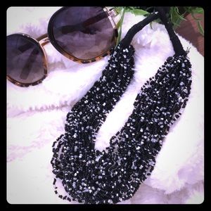 Black and white bead twist necklace.